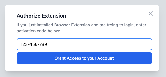 Extension Activation Window